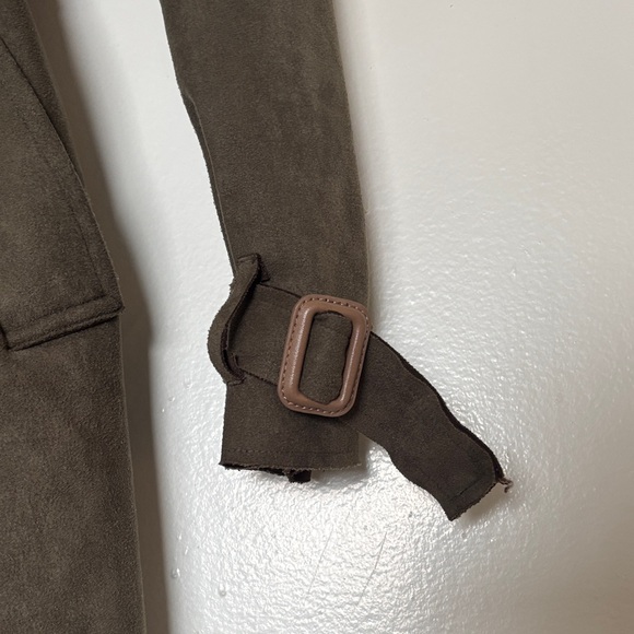 Anthropologie Olive green Faux suede trench coat - Picture 4 of 8